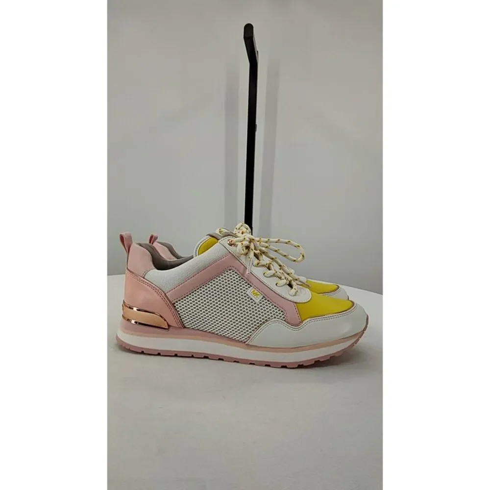 Michael Kors Pink Yellow White Mesh Platform Sneakers